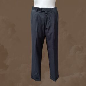 John Henry Men's Pleated Pant Size 36X32 Dress Trouser Dark Grey Cuff Hem